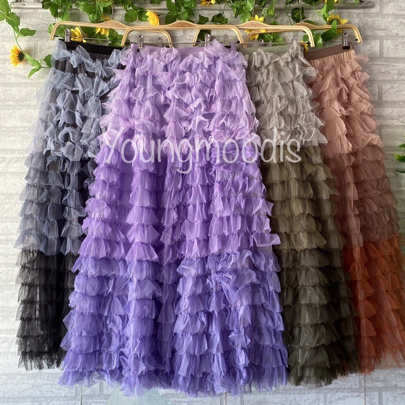 youngmoodis Clara skirt Rok pesta rok tutu full ruffle tebal mekar 4