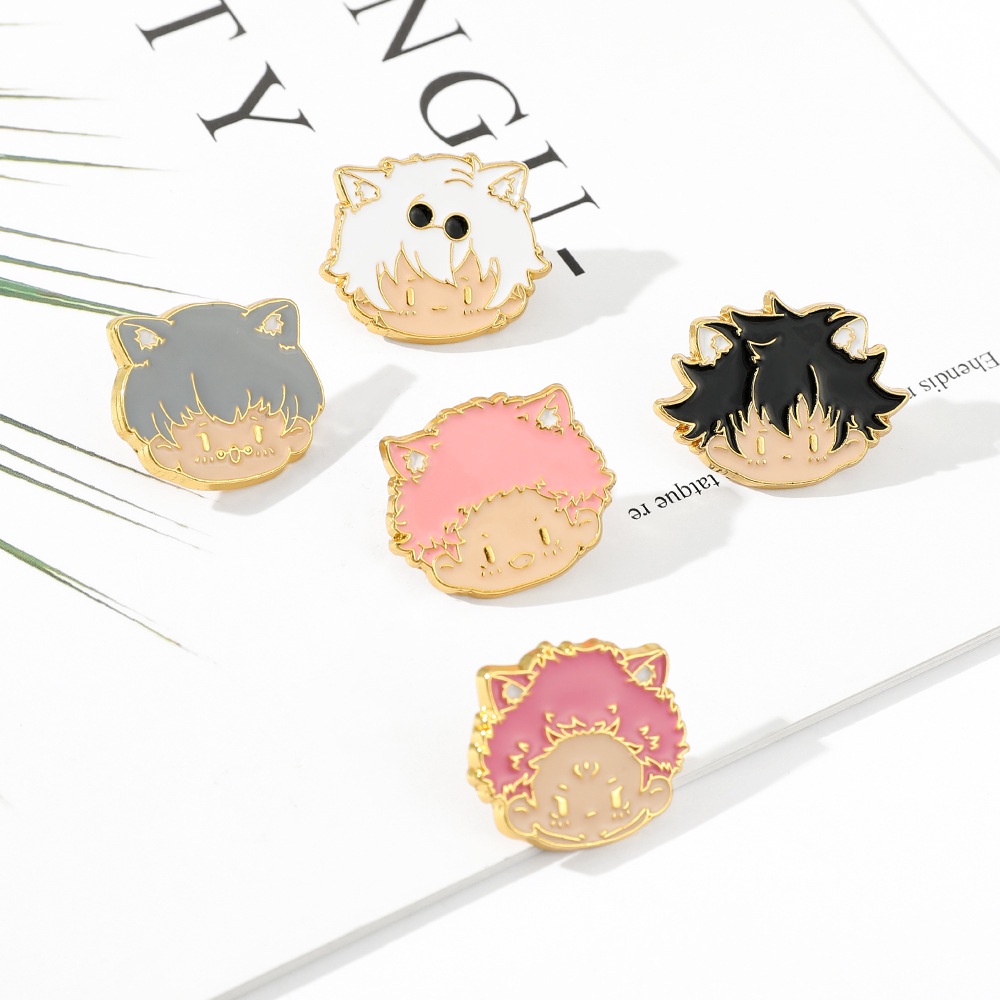 Bros Pin Enamel Desain Kartun Anime Gojo Satoru Fushiguro Megumi Itadori Yuji Untuk Hadiah