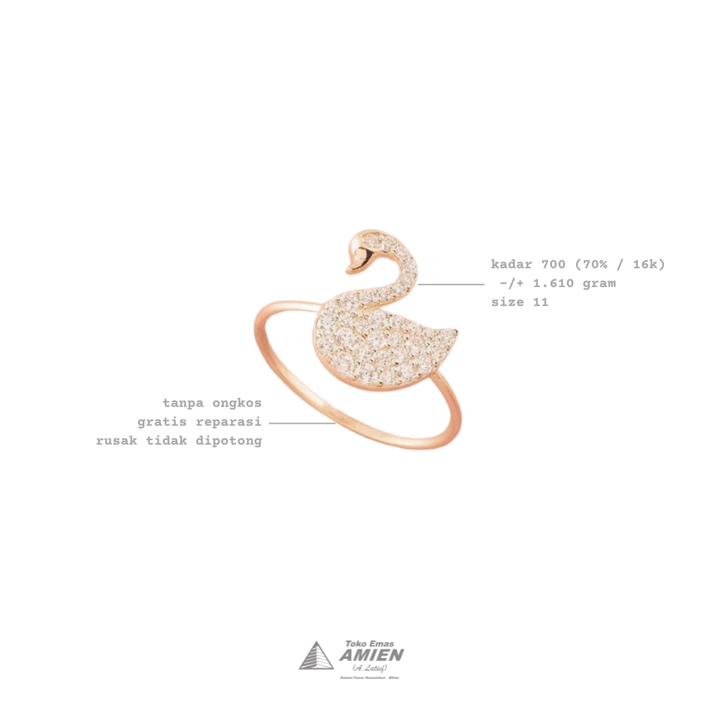 Toko Emas Amien Cincin Emas Asli UBS Kadar 700 (70% / 16K) 1.610 Gram - Angsa Swan Putih