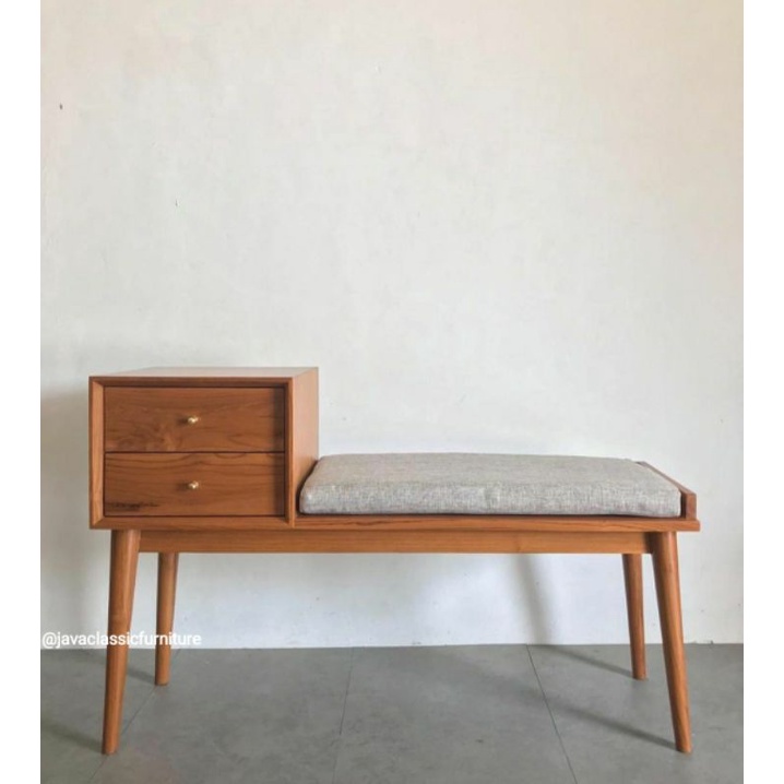 BUFET NAKAS RETRO MINIMALIS DILENGKAPI MEJA KURSI DUDUK BANGKU SANTAI JOK UNTUK KOPI BAHAN KAYU JATI FINISHING NATURAL DOFF-3