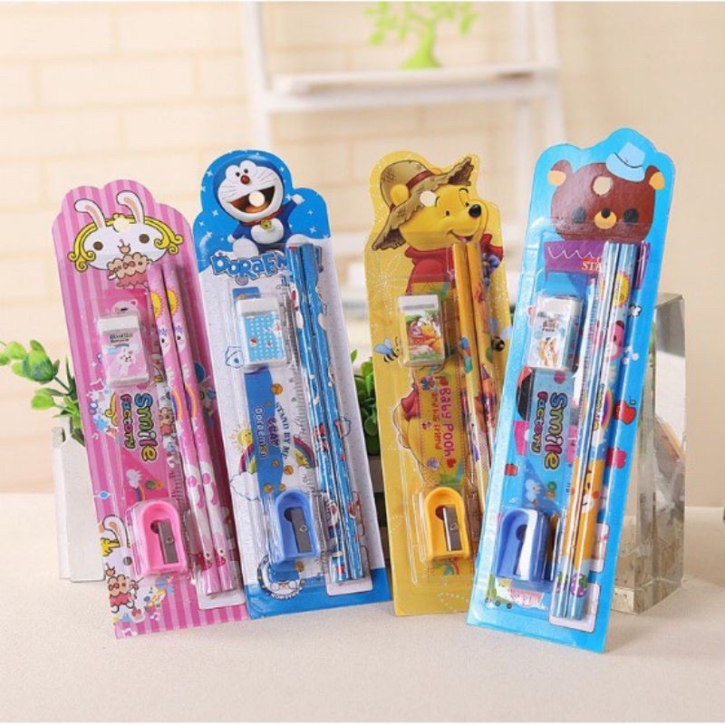 BRGUNIK Set Alat Tulis Sekolah 5 in 1 Karakter Lucu / Mini Stationery S004