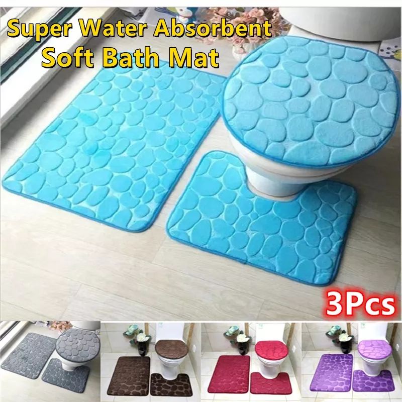 New! Set Cover Sarung Penutup Alas Dudukan Closet Toilet Keset Kamar Mandi Lembut Original Mewah