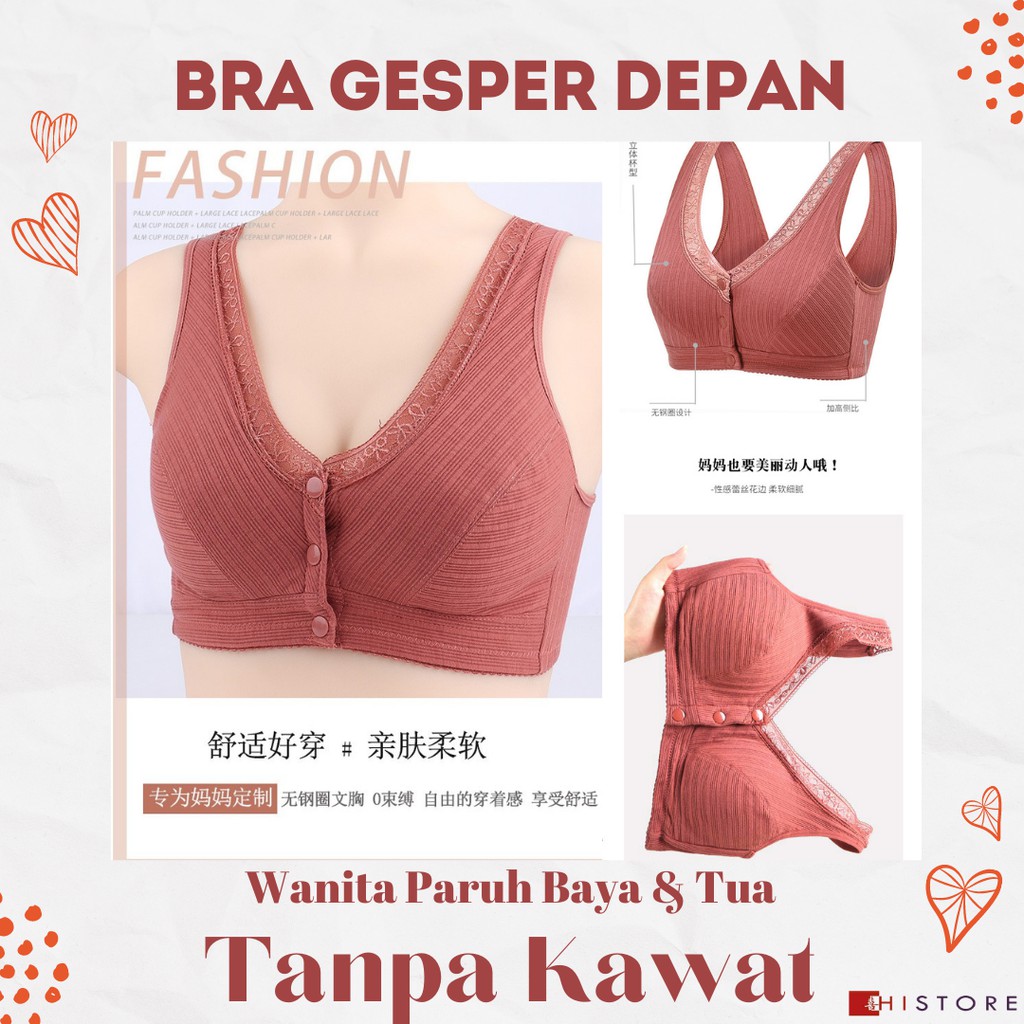 [HI] Bra Seamless Push Up Nirkabel Gesper Depan 2084 Wanita Paruh Baya dan Tua