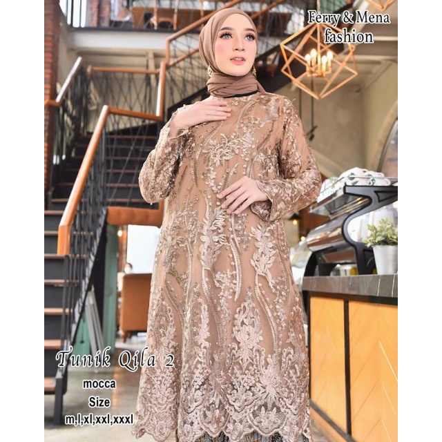 Terlaris!! Setelan Kebaya Qila 2 / Kebaya Tunik Jumbo / Kebaya Tulle Big Size