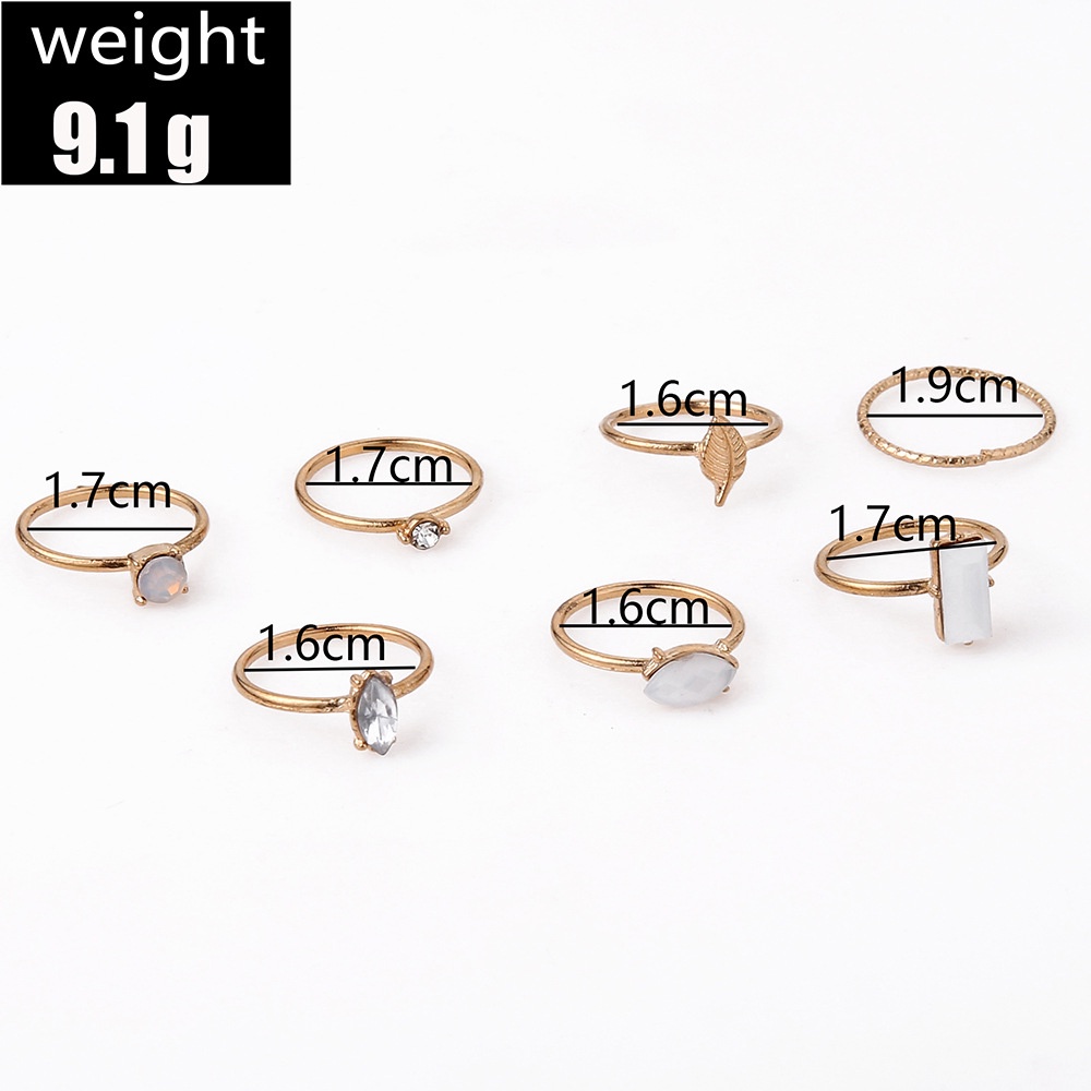 【COD Tangding】4 / 7pcs Cincin Desain Butterfly Moon Love Opal Leaf Twist Gaya Punk