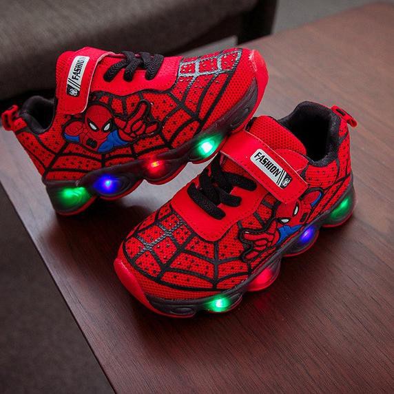 ♥BabyYank♥ SEPATU SNEAKERS ANAK LAKI LAKI - SEPATU IMPORT ANAK - Sepatu Sport Spiderman Anak Laki-Laki Casual Bayi Lampu LED Sekolah