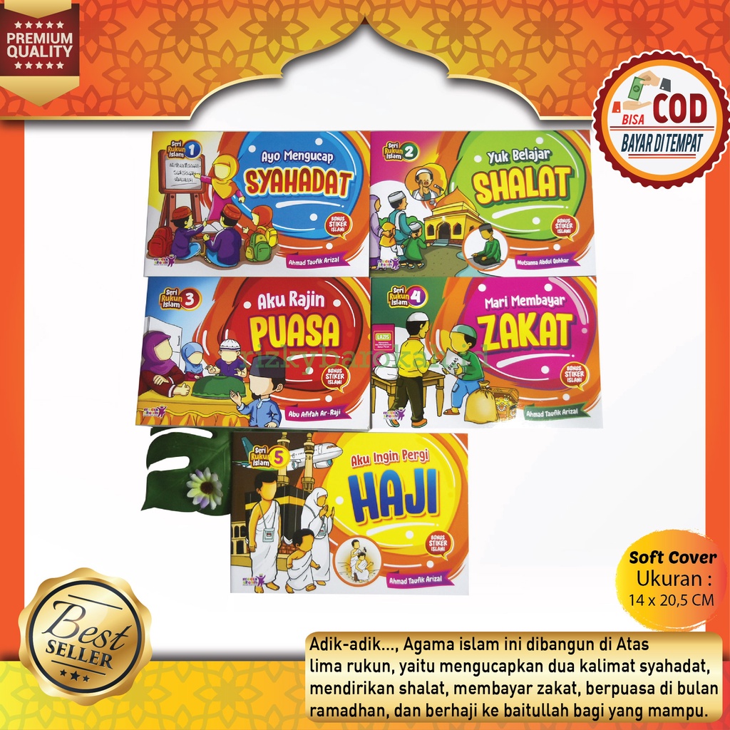 Buku Anak Seri Rukun Islam Komplit 1set isi 5 buku ( Ayo Mengucap Syahadat - Yuk Belajar Shalat - Ak