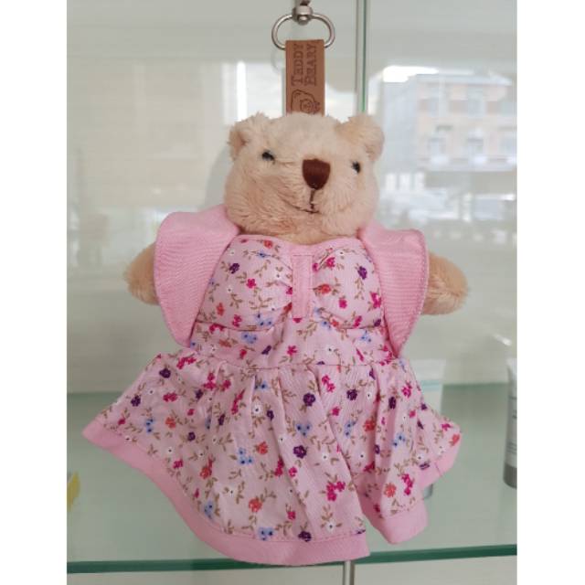 Boneka / gantungan kunci Teddy Bear ORI Teddy House FREE BAJU TEDDY HOUSE