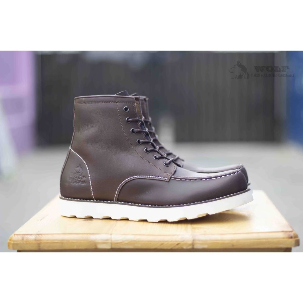 SEPATU BOOT KULIT PRIA DEWASA POINTER WOLF CASUAL KERJA PROYEK MOTORAN || BOOT OXFORD PRIA BERKUALITAS