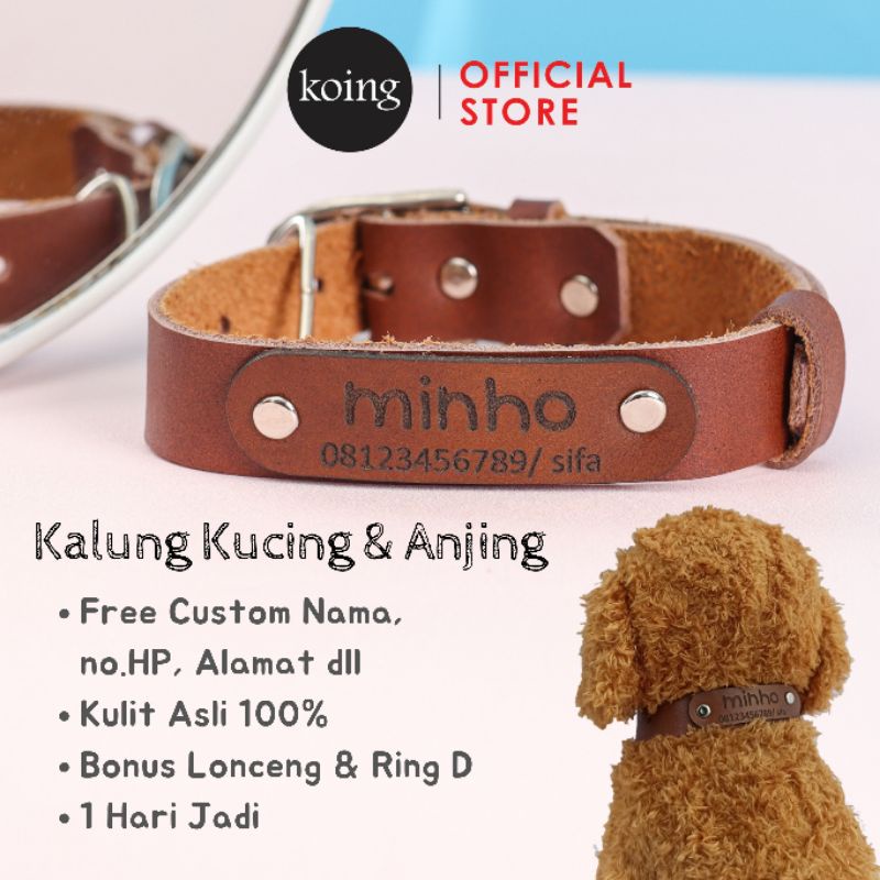 iPet KALUNG ANJING KUCING KULIT ASLI MODEL TAG KALUNG