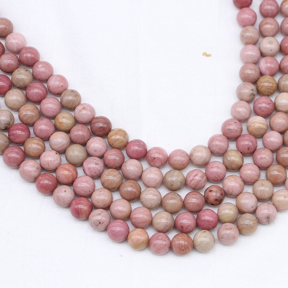 1strand/lot 4/6/8/10/12mm Manik-manik rhodochrosite alami bulat manik-manik spacer longgar untuk gelang DIY