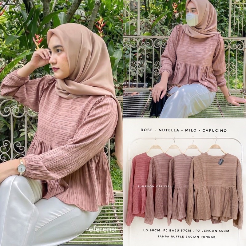 Diva Blouse Crinkle Lady Shena Kinan Blouse Wanita