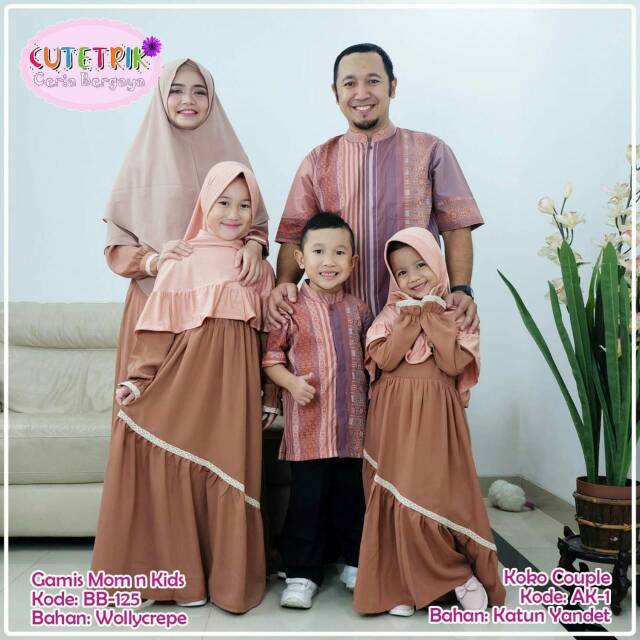 TERMURAH  BAJU PAKAIAN SET PEREMPUAN ANAK GAMIS COUPLE SARIMBIT KELUARGA MUSLIM CUTETRIK POLOS