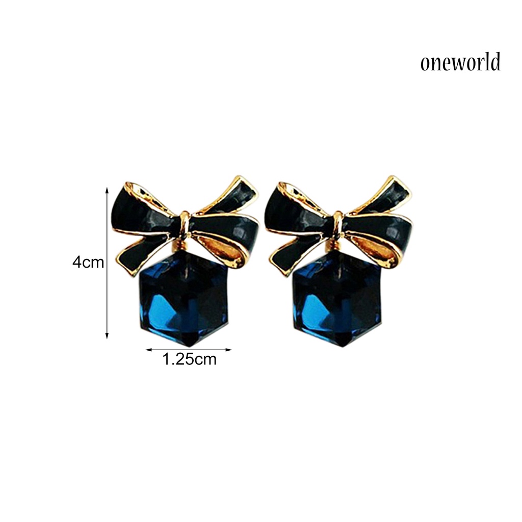 OW@ Women Earrings Attractive Elegant Smooth Bowknot Anti-allergic Ear Studs for Banquet