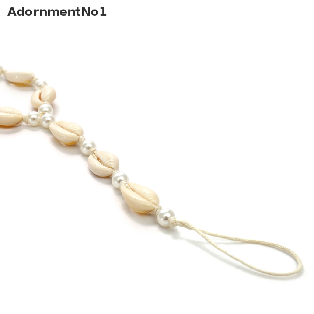 (AdornmentNo1) Gelang Kaki / Cincin Rantai Aksen Mutiara + Kerang Untuk Perhiasan Wanita / Pantai