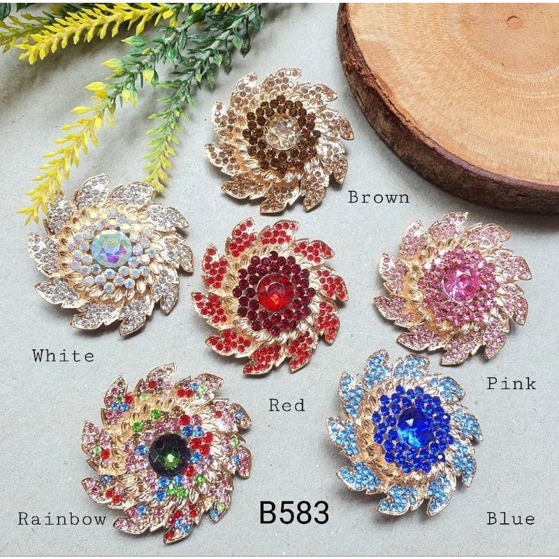 Bros Bunga Mewah Full Mata Kristal/Bros Wanita Mewah full Mata/Bros Hijab Mewah/Bros Hijab/Bros Wani