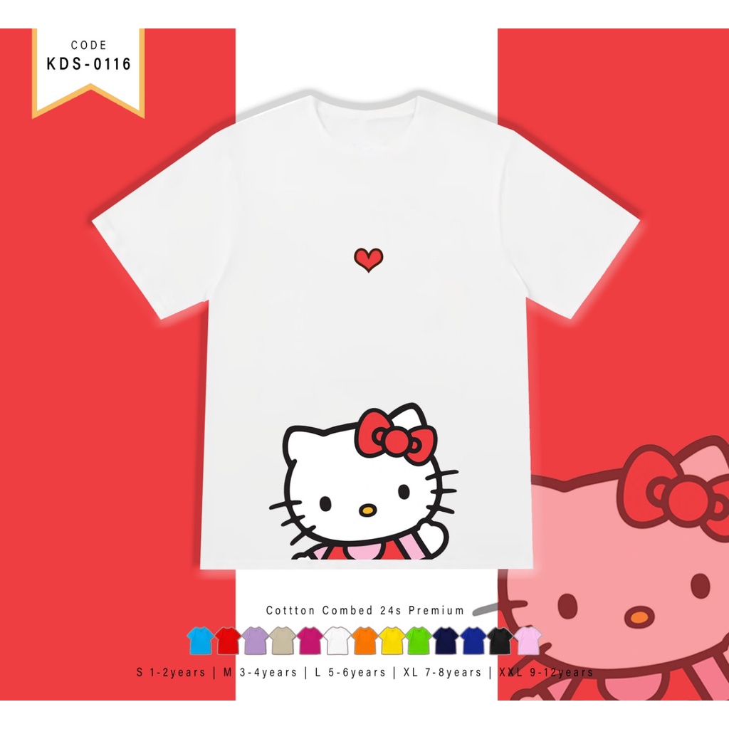 T-SHIRT KIDS / KAOS ANAK-ANAK BERGAMBAR HELLO KITTY LUV / CUSTOM TEE