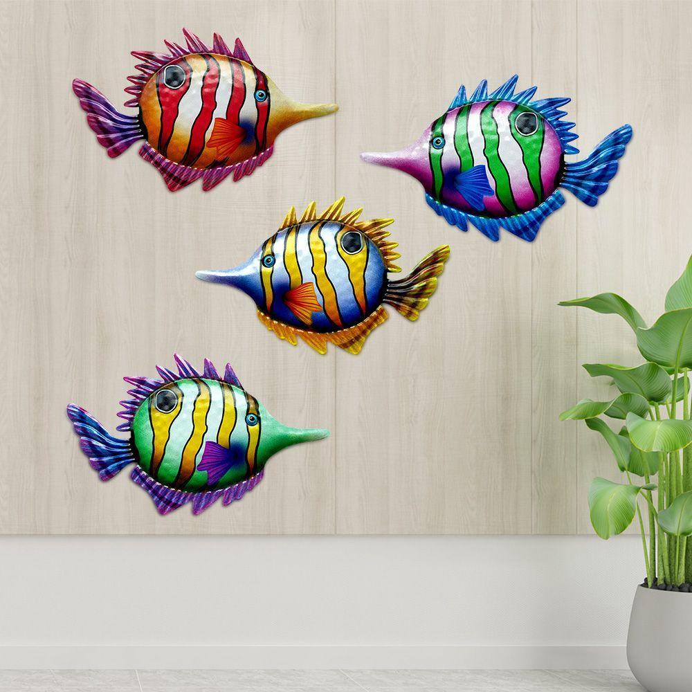 Populer Ikan Logam Hiasan Dinding Rumah Artwork Patung Indoor Outdoor Halaman Hiasan Gantung