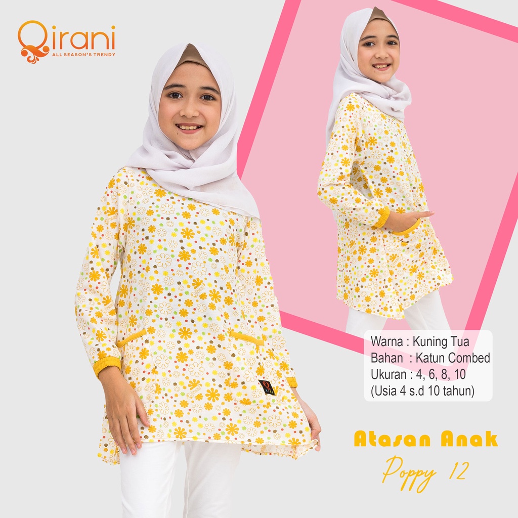 QIRANI - Atasan Kaos Anak Muslim Poppy 12 Usia 3-10 thn