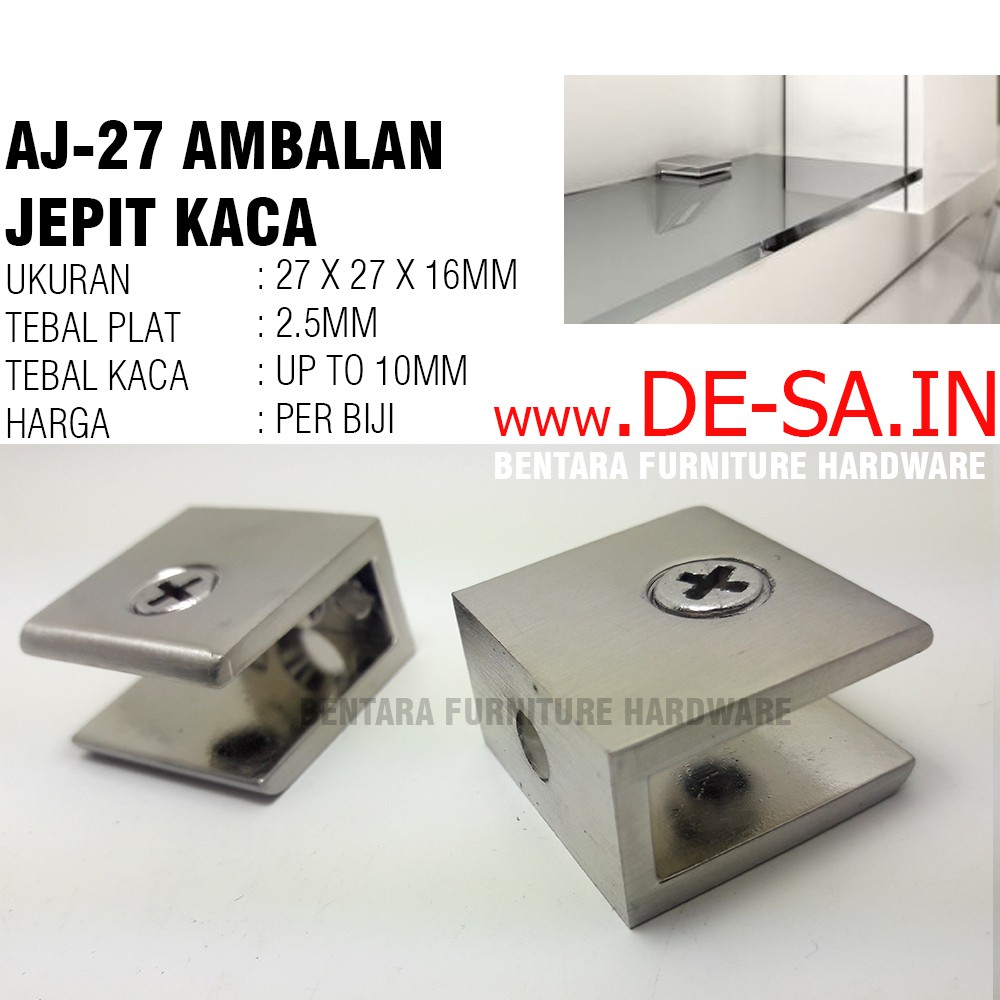 30MM Braket Ambalan Jepit Kaca Kotak 3CM Glass Shelf Brackets Zinc Alloy Glass Clamp Holder Fitting