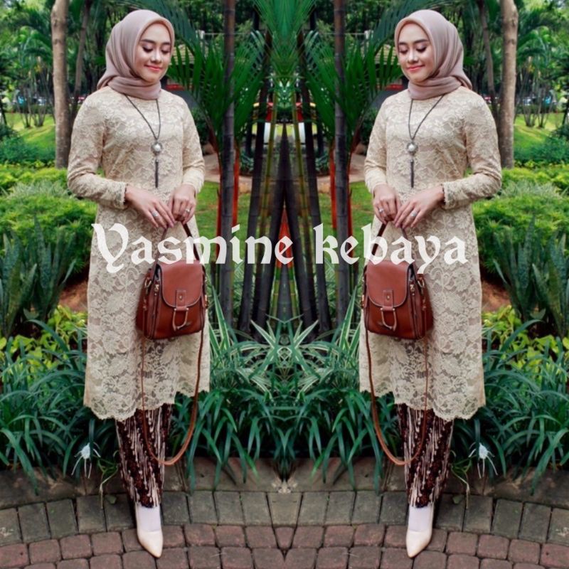 KEBAYA BROKAT TUNIK MODERN / SET TUNIK PUTIH BRUKAT MUSLIM / SETELAN KEBAYA BRUKAT JUMBO / KEBAYA WISUDA-8