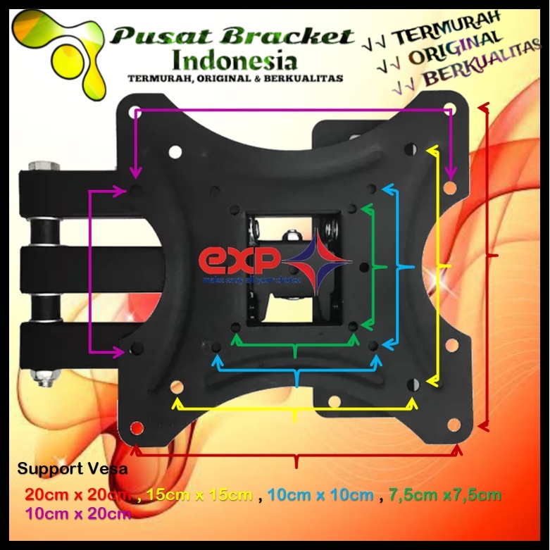 Bracket TV REALME 14 s/d 43 inch 6 ARAH FULL BESI SUPER KOKOH GARANSI 100% ORI