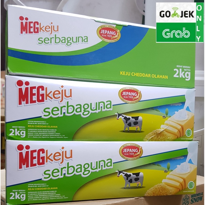 

Keju- Keju Meg Cheddar Serbaguna 2 Kg Cheese Gojek / Grab Only -Keju.