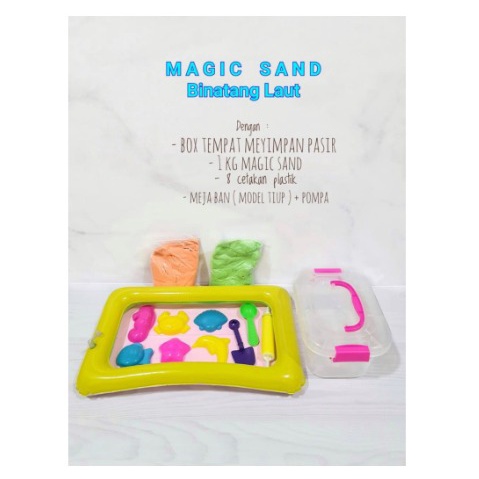 MAINAN ANAK PASIR AJAIB 1KG ALAS SAND EDUKASI KREATIF / MAINAN ANAK EDUKASI MATRAS BALON + POMPA +  CETAKAN &amp; SKOP