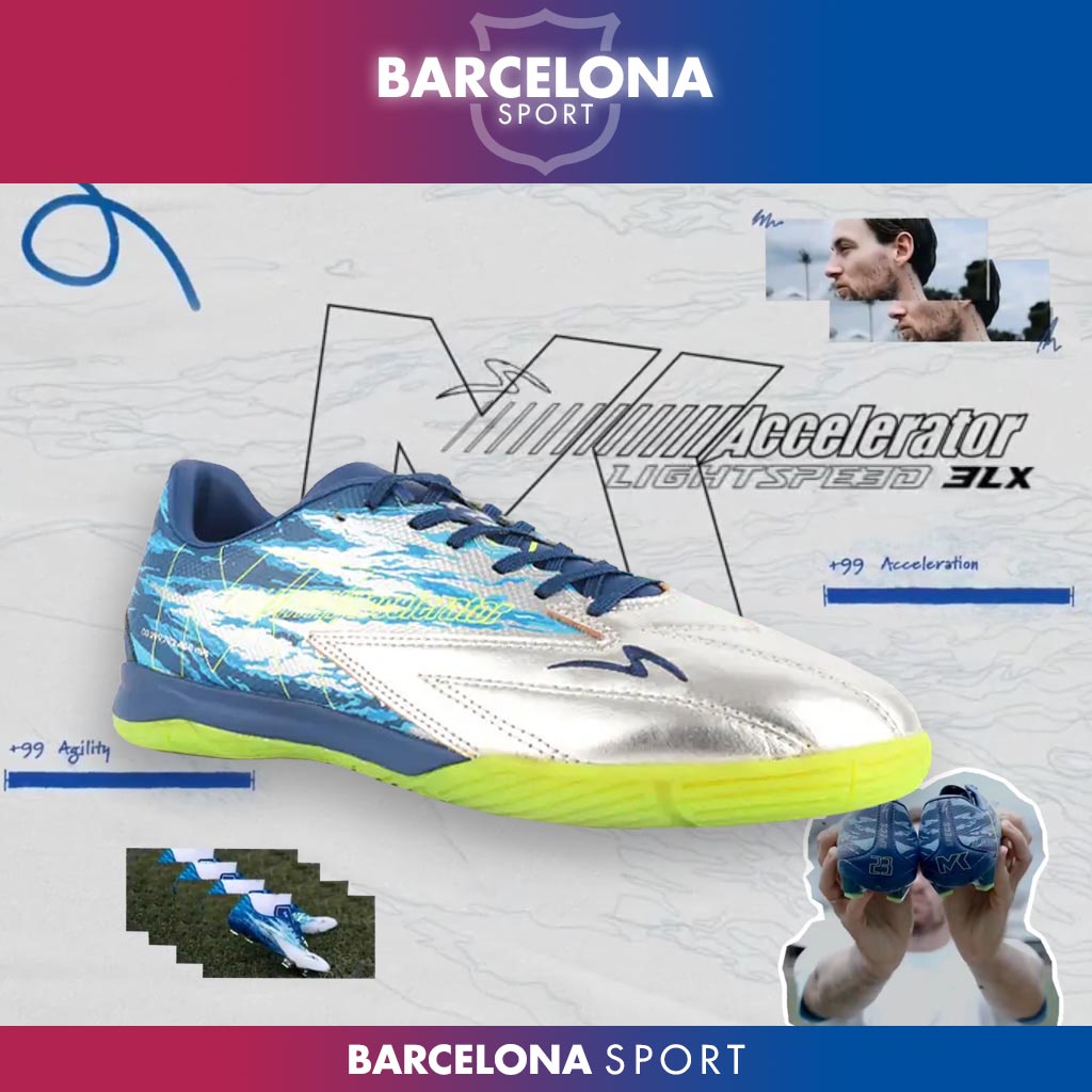 Specs Accelerator Lightspeed 3LX MK Elite IN Silver Blue -  Sepatu Futsal LIMITED SPECIAL EDITION MA