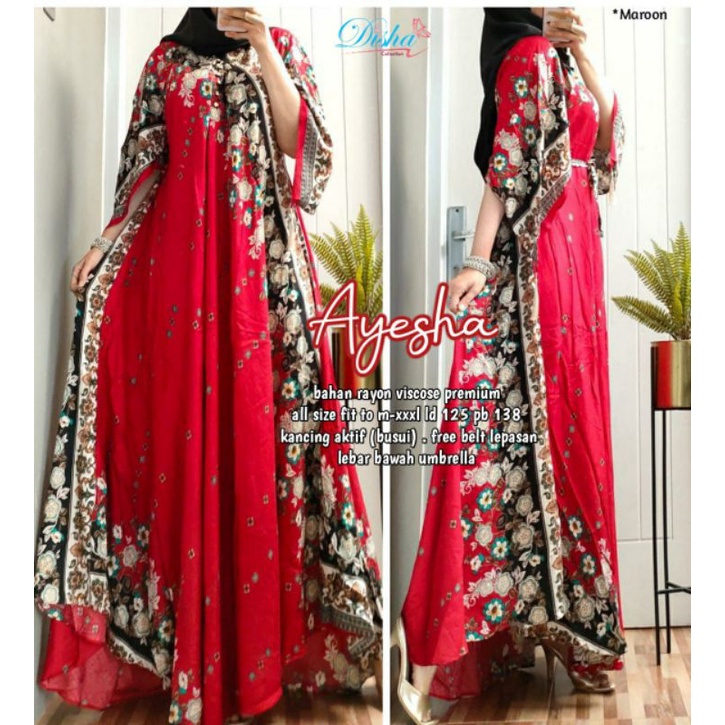 DRESS WANITA JUMBO LD 120 MEWAH AYESHA KAFTAN