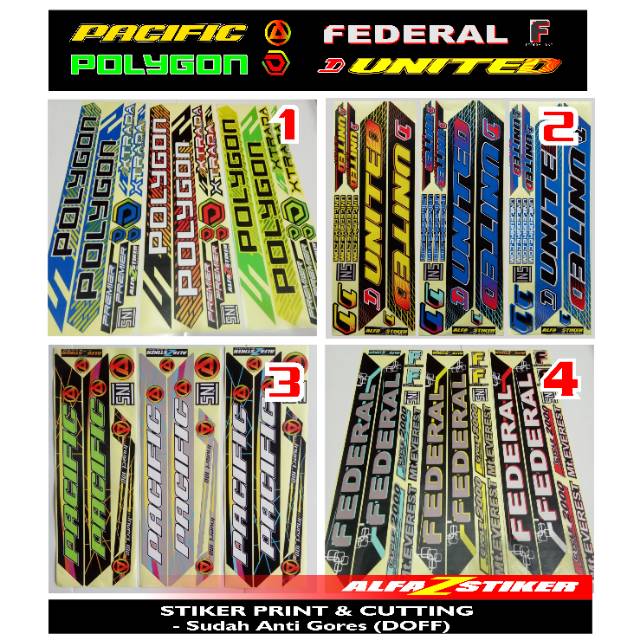  STIKER  SEPEDA  POLYGON PACIFIC  FEDERAL Shopee Indonesia