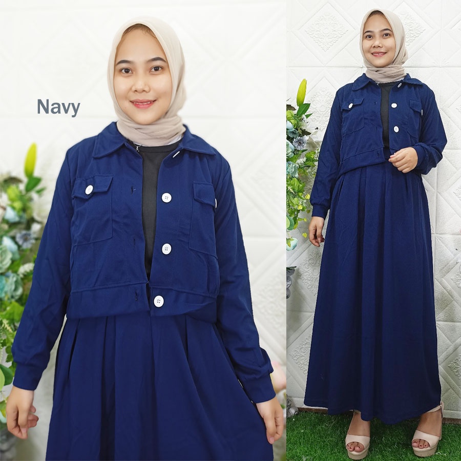 SETELAN JAKET CROP DAN ROK SKIRT MELIA 3in1 GL FASHION