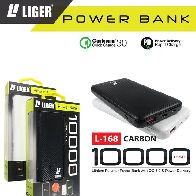Power Bank L-168 LIGER ORIGINAL QUALCOM QUICK CHARGE 3.0 &amp; POWER DELIVERY PD