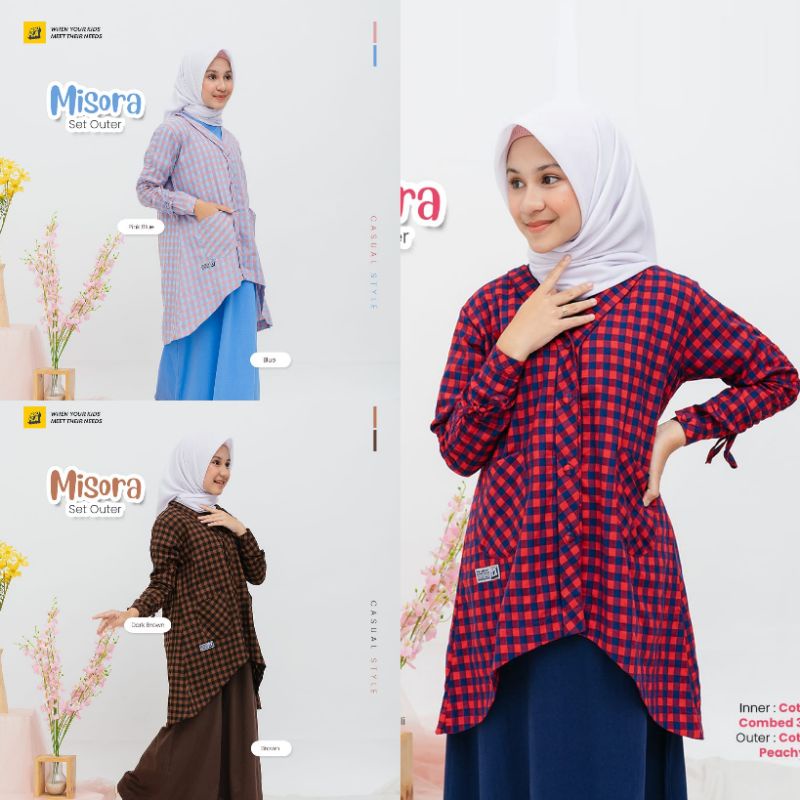 Baju anak perempuan pakaian muslim anak perempuan set Misora outer & inner anak perempuan / setelan 