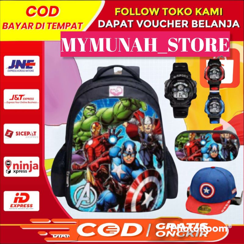 Tas Ransel Fashion Sekolah Anak Laki Laki TK SD Marvel Super Hero