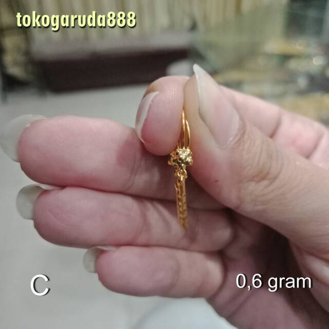 Anting giwang asli kadar 700 70% 22 gantung bulat merica kerawang desi love permata bunga paku