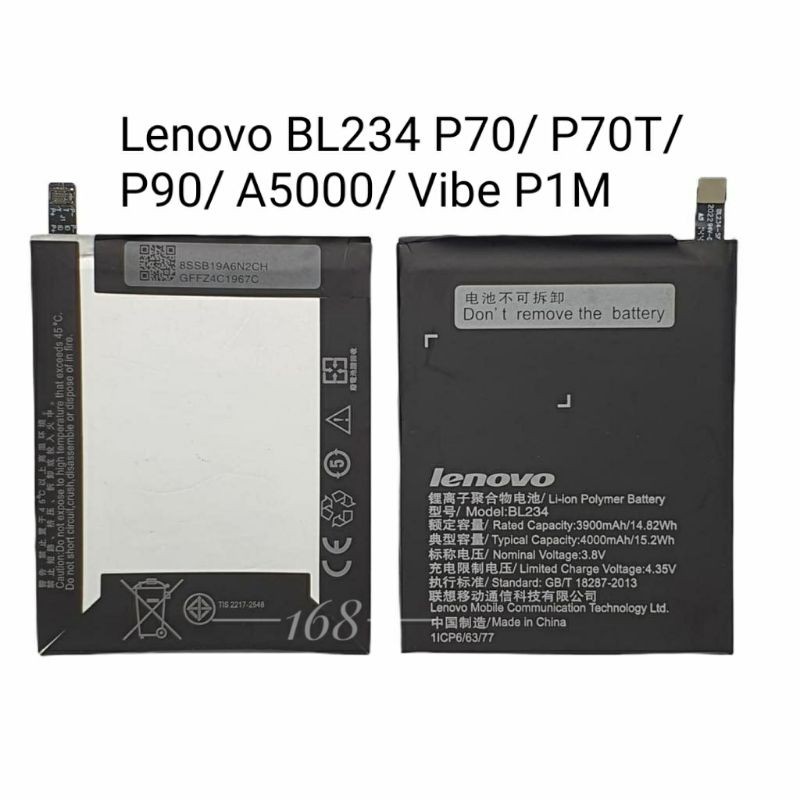 Baterai Batre Lenovo BL234 P70 P70T P90 A5000 Vibe P1M Batere Lenovo BL 234