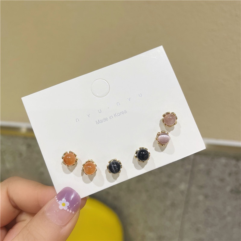 Anting Tusuk Bahan Alloy Hias Opal Imitasi Untuk Wanita