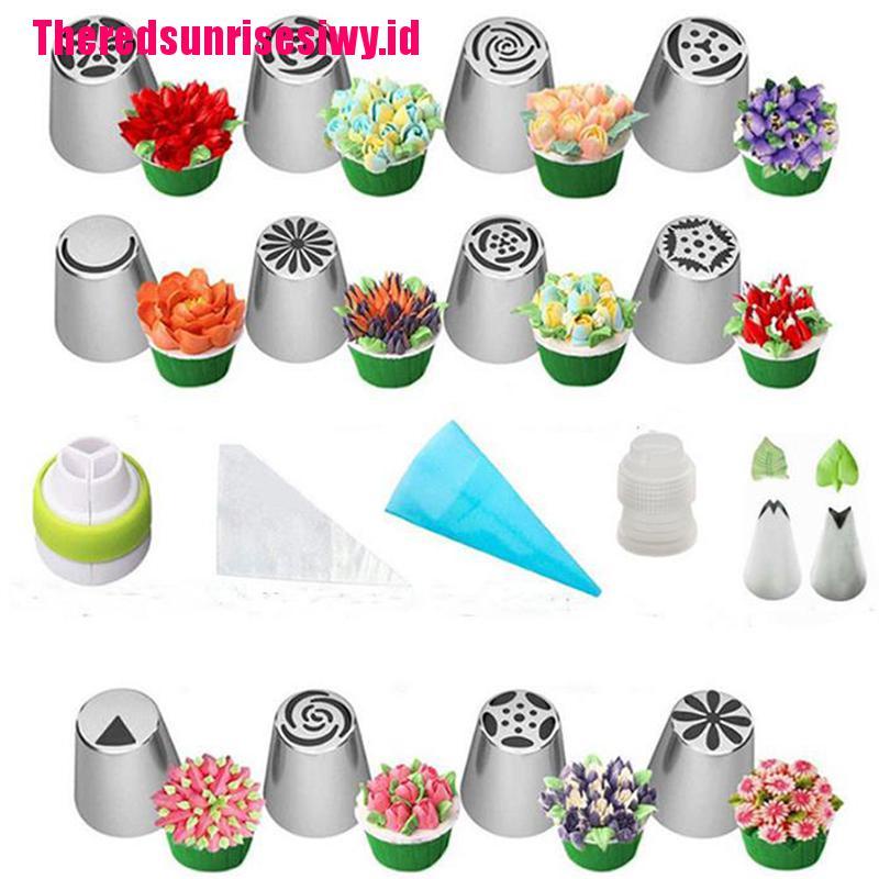 27 Pcs / Set Nozzles Icing Piping Bentuk Daun Tulip Rusia Untuk Dekorasi Kue