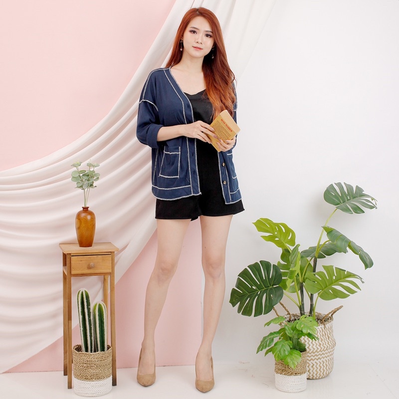 CARDIGAN TERBALIK CDG KANCING TANGAN PANJANG POLOS LIST KEREN MURAH GROSIR VIRAL MEWAH MODEL KOREA RAJUT KNIT