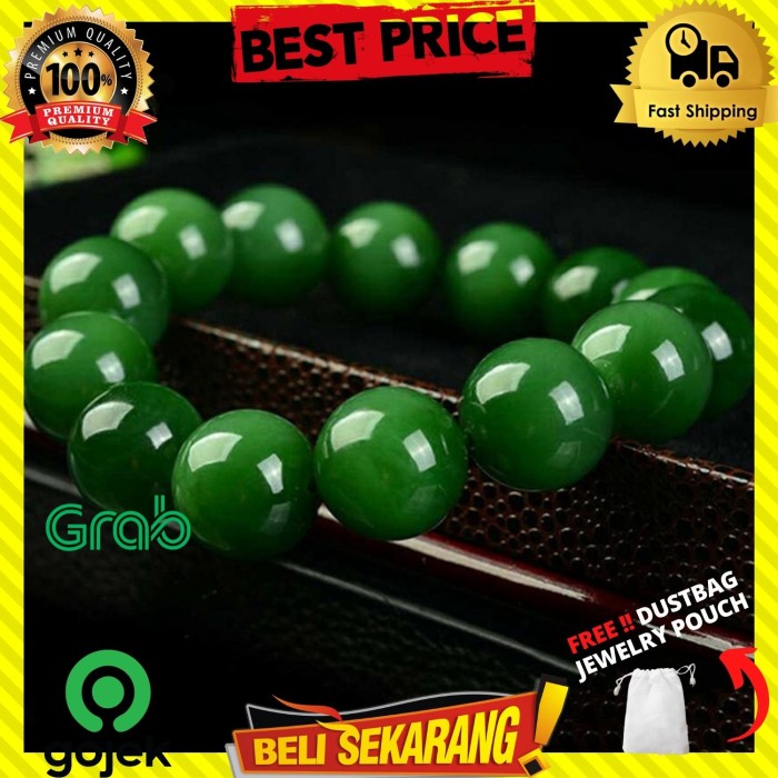 GELANG BATU GIOK NATURAL ORI HIJAU BURMA ASLI PRIA WANITA UNISEX G289
