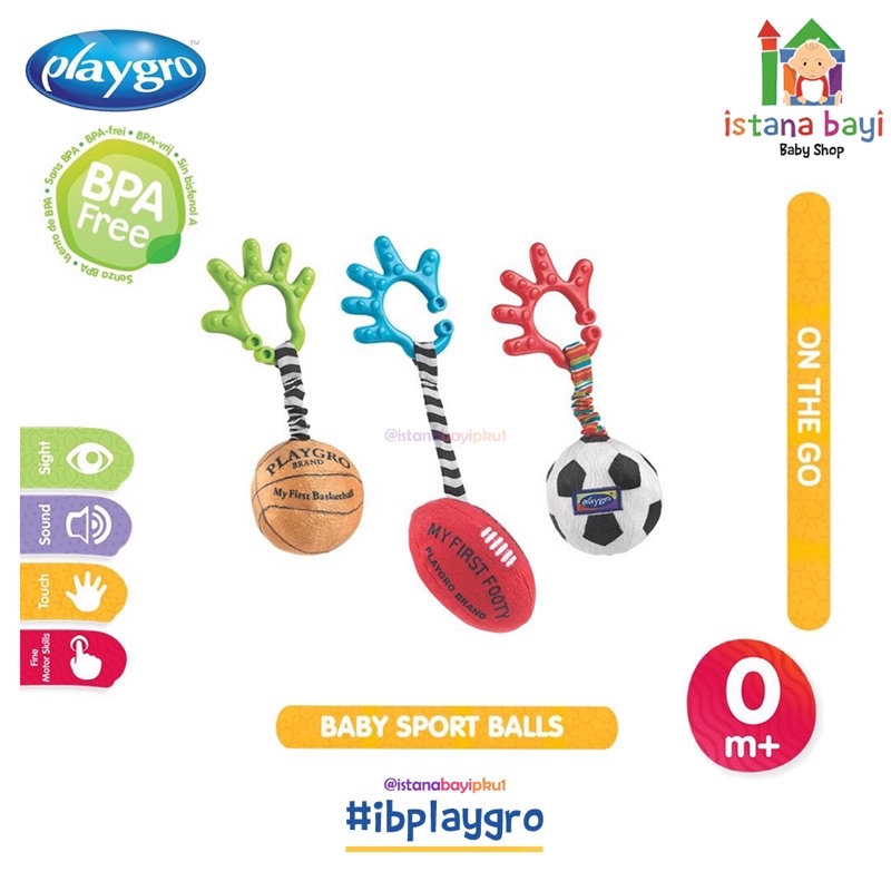 Playgro Baby Sports Balls 0m+ - Playgro Mainan bayi