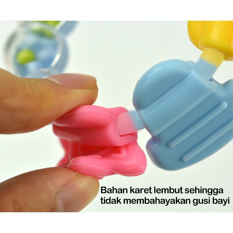 HIPPO LAND  Mainan Gigitan Bayi/ Silikon kerincingan bayi/ Teether Rattle Genggam Bayi  Gelatin GIRI 62