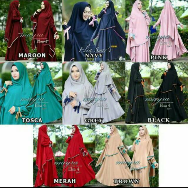 Baju Wanita ELSA 4 gamis set khimar syarii