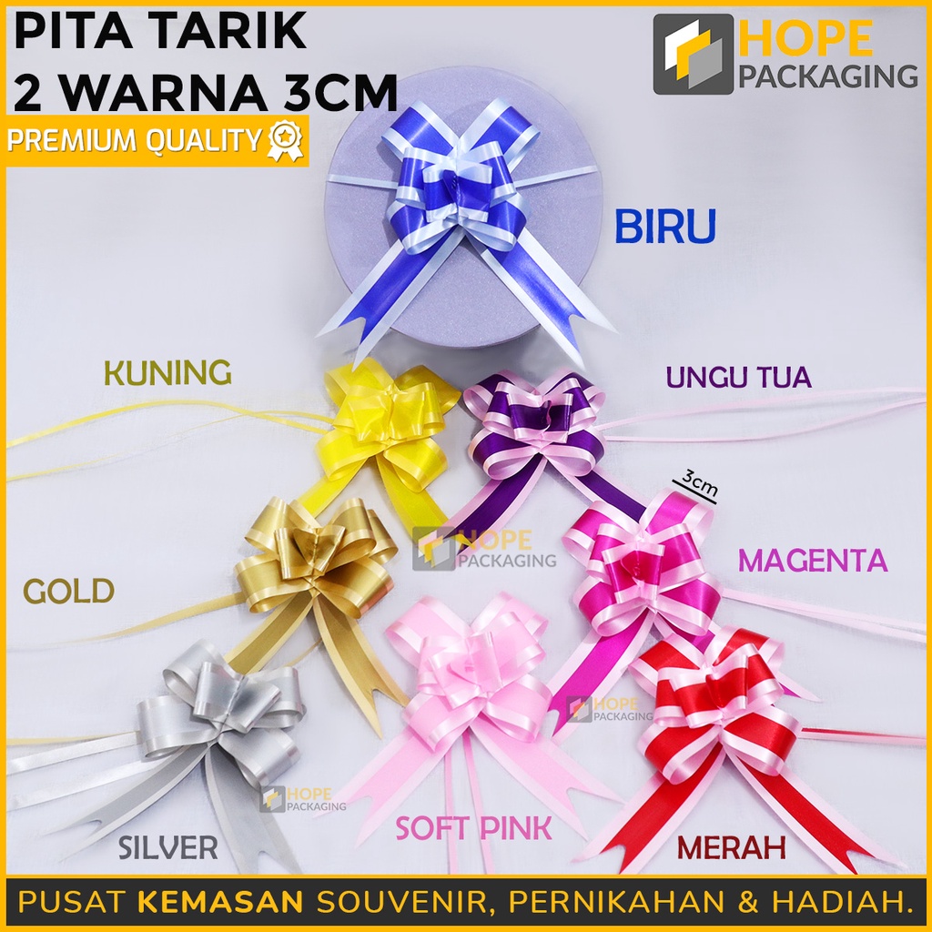 [ISI 10 pcs] Pita Tarik 2 Warna  3 cm / Pita  List Kado Bingkisan Hampers Bunga Souvenir Parcel