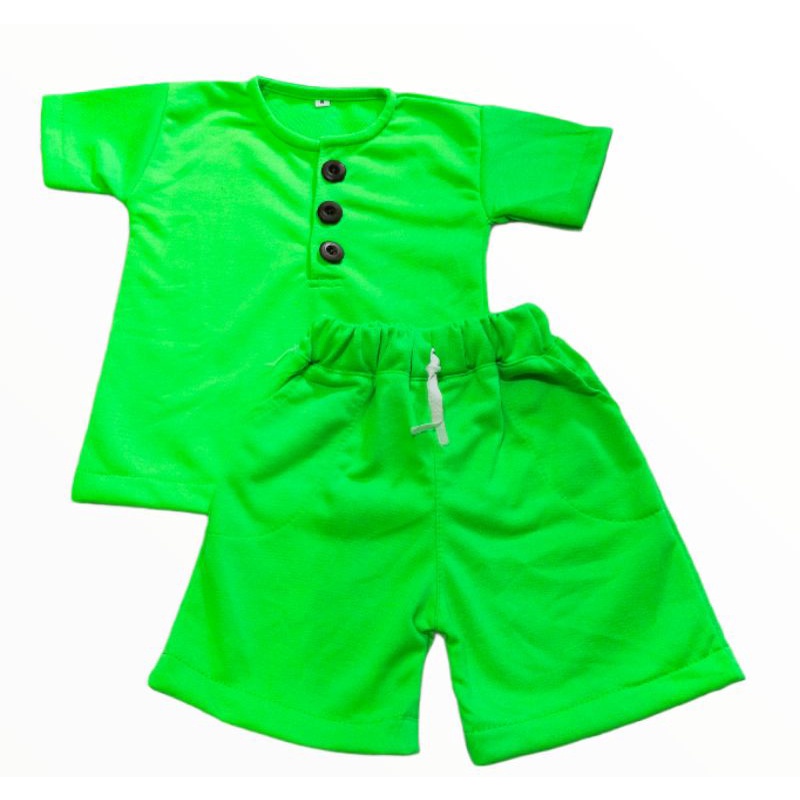 Setelan Kiani Kaos Pendek Celana Pendek Umur 1 2 3 4 5 6 tahun Bahan Baby Tery