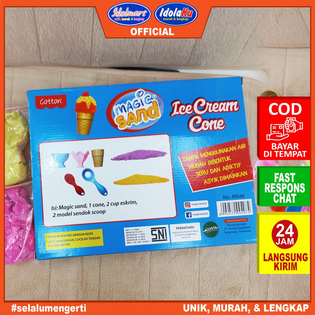 IDOLMART Fundoh Mainan Pasir /Magic Sand Ice Cream Cone / LOVELY CAKE Surabaya