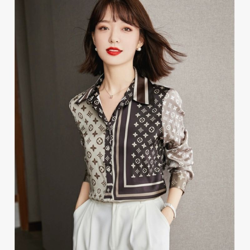 MDLV ~ 5751# Louisa Printed Shirt Kemeja ELVI Kemeja Premium Kemeja Korean style Kemeja Import Kemeja Lengan Panjang Fashion Import