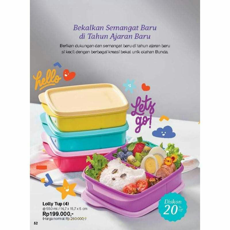 Kotak Bekal Lolly Tup 4pcs wadah makan tempat makan
