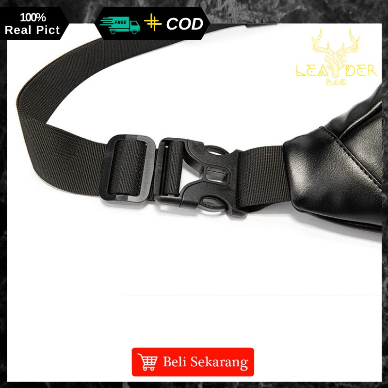 Waist Bag Kulit Pria Original Model Terbaru Warna Hitam Atau Tas Slempang Kulit Cowok Distro Import